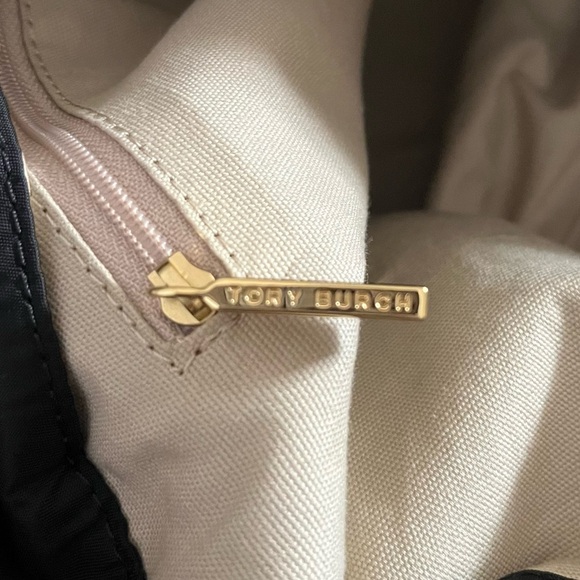 Tory Burch Ella Patent Nylon Tote Large In Black - Picture 16 of 17